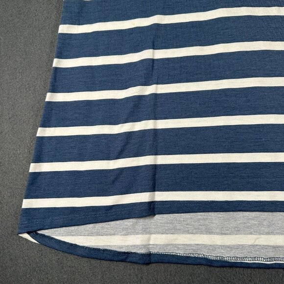 LulaRoe Womens Medium Blue Striped Classic T Shirt Scoop Neck Short Sleeve - Picture 2 of 9